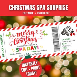 Cadeaubon kerstdag, kerstcadeausjabloon, kerstcadeaus, afdrukbaar verrassingscadeau, kerstcadeaubon