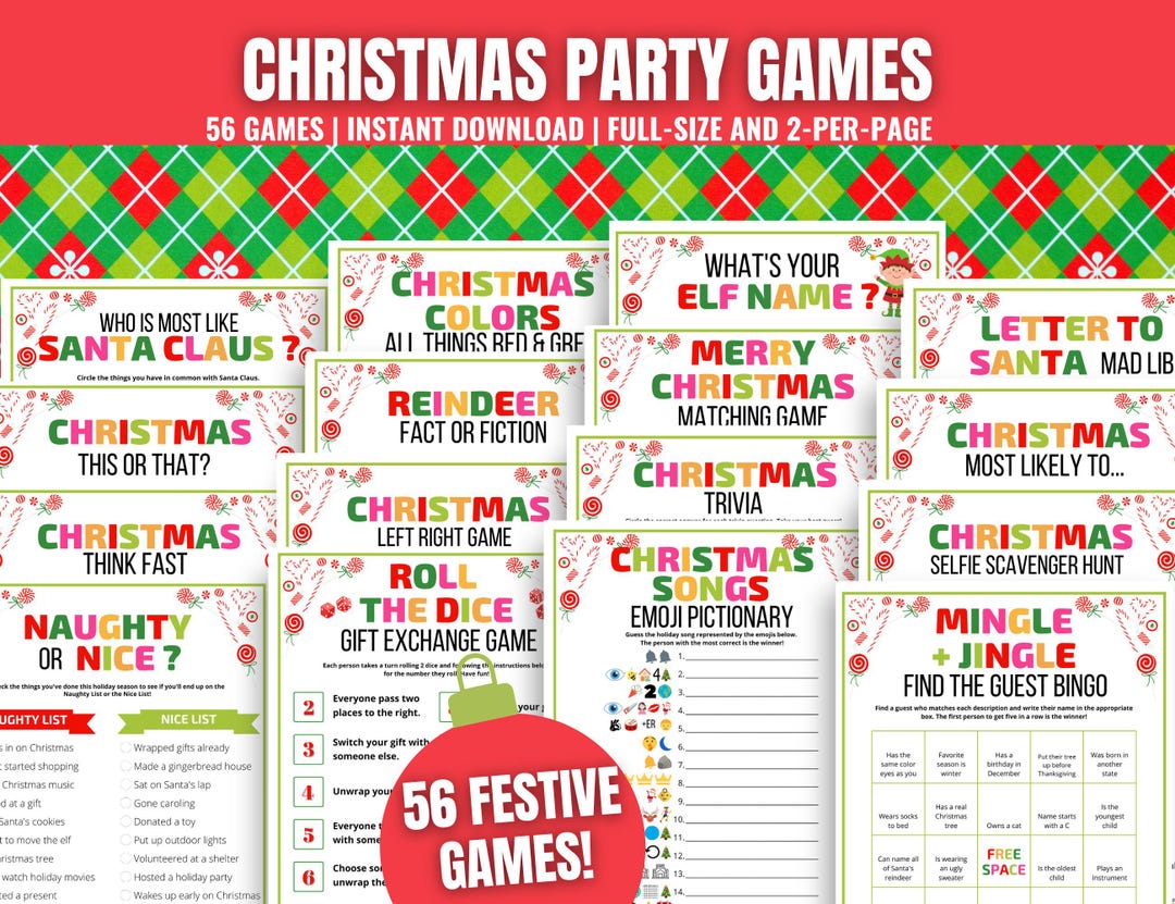 Christmas Games MEGA Bundle: 56 Printable Party Games, Activities and ...
