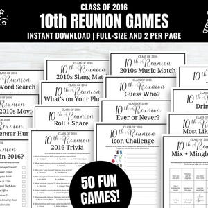 10th Class Reunion Party Games MEGA Bundle: 50 Printable Icebreaker Activities (Instant Download)
