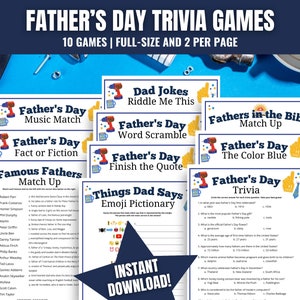 BUNDLE di giochi TRIVIA per la festa del papà, giochi per la festa del papà per bambini, adulti e anziani, curiosità per la festa del papà, idee facili per la festa del papà, giochi per la famiglia