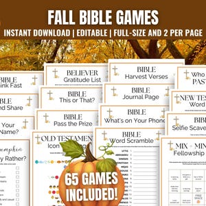 Fall Bible Games MEGA Bundle: 65 Printable Christian Activities and Icebreakers (PDF)