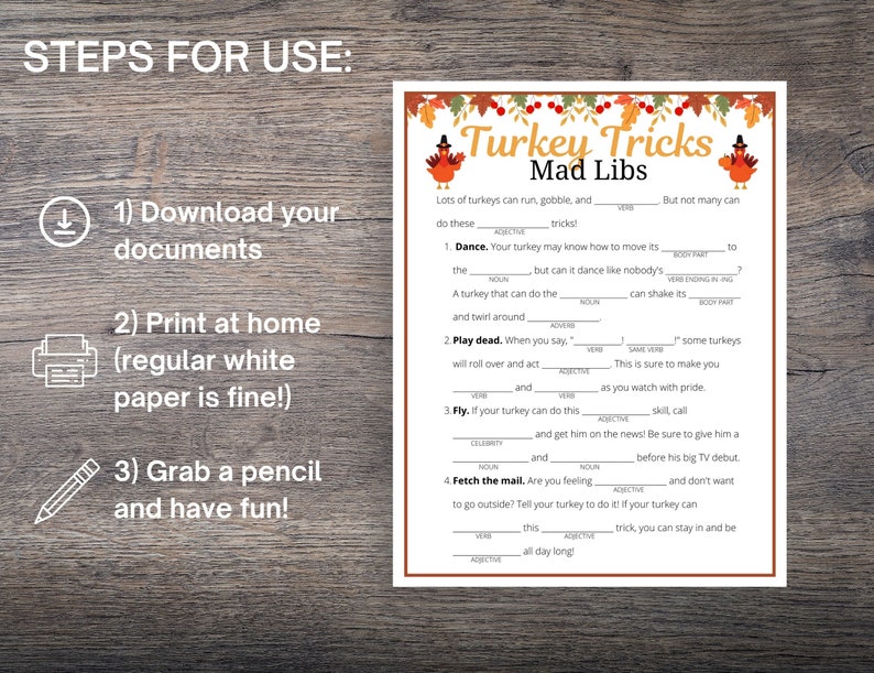 Thanksgiving Ad Libs BUNDLE, Thanksgiving Word Game for Kids & Adults, Thanksgiving Day Games, Fun Thanksgiving Dinner Activity for Families image 4