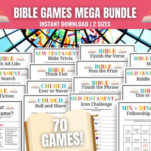 Bible Games Bundle, 70 Christian Games for Bible Study, Youth Group Activities, Sunday School Ideas, Small Group Games, Church Games