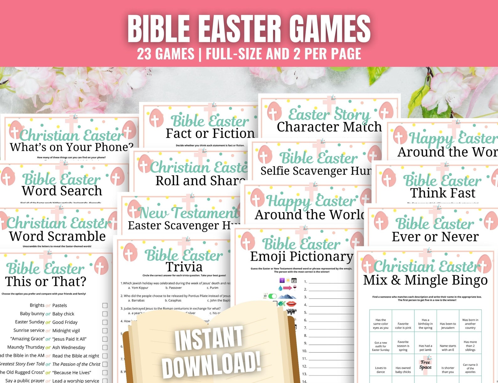 Bible Easter 23-game MEGA BUNDLE, Christian Easter Games for Kids, Teens, & Adults, Religious ...