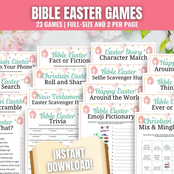 Bible Easter 23-Game MEGA BUNDLE, Christian Easter Games for Kids, Teens, & Adults, Religious Easter Youth Group or Sunday School Activities