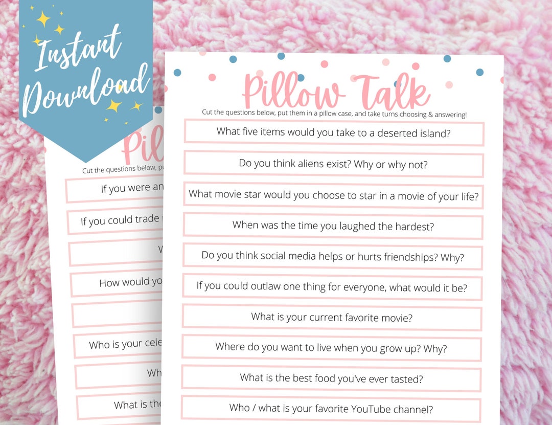 Slumber Party Pillow Talk Game, Fun Sleepover Game Idea for Tweens