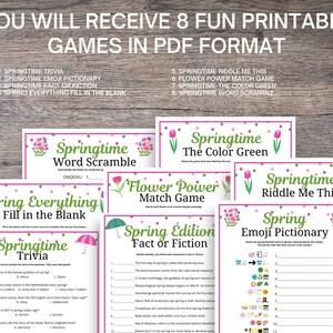 Spring TRIVIA Games 8-game BUNDLE, Spring Games for Adults, Seniors ...