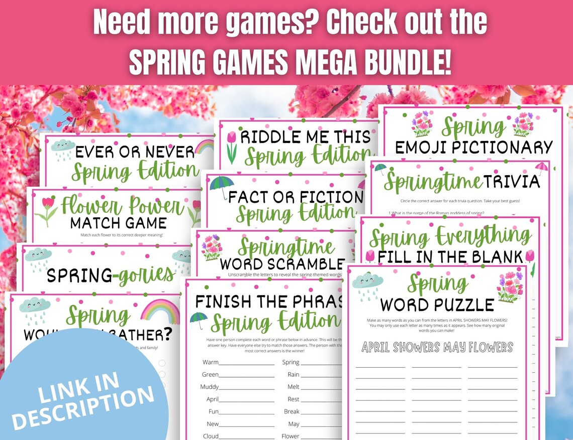 Spring Trivia Game Printable Fun Spring Questions and Etsy