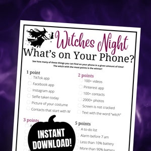 Witches Night &#39;What&#39;s On Your Phone&#39; Halloween Game (PDF)