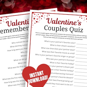 Valentine's Couples Games, Fun Valentine Activities for Couples, Couples Quiz, Adult Valentine's Day Game, How Well Do You Know Your Partner