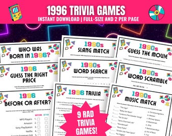 1996 Trivia Spiele Bundle: Aktivitäten zur 30. Geburtstagsfeier, zum Jubiläum oder zur Wiedervereinigung (PDF)