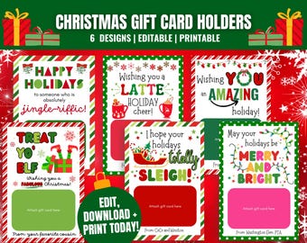 Christmas Gift Card Holders, Printable Holiday Neighbor Gift (Instant Download)