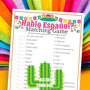 Fiesta Hablo Español Spel, Leuke Cinco De Mayo Spaanse quiz voor kinderen, tieners, volwassenen, senioren, kantoorfeest, Cinco de Mayo feestideeën