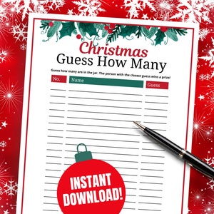 Christmas Guessing Game: How Many Candies Party Game (Digital Download)
