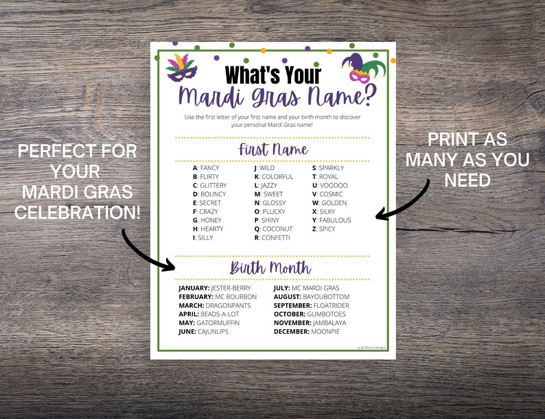 mardi gras name ideas