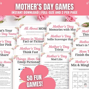 PACCHETTO di giochi per la festa della mamma, Brunch per la festa della mamma, Pranzo, Chiesa, Serata in famiglia, Pictionary con emoji per la festa della mamma, Quiz, Giochi per feste per la festa della mamma