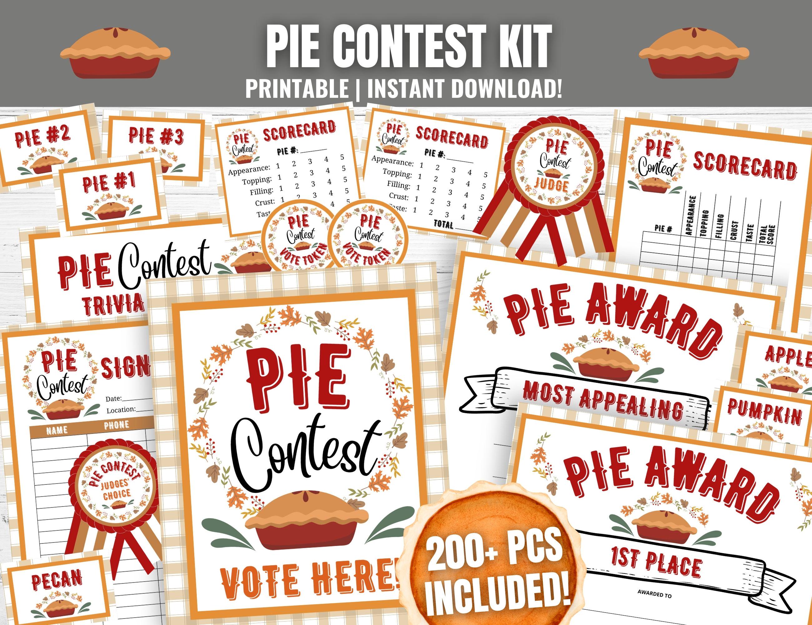 Pie Contest Kit: Printable Voting Ballots, Awards, Ribbons, Games and ...