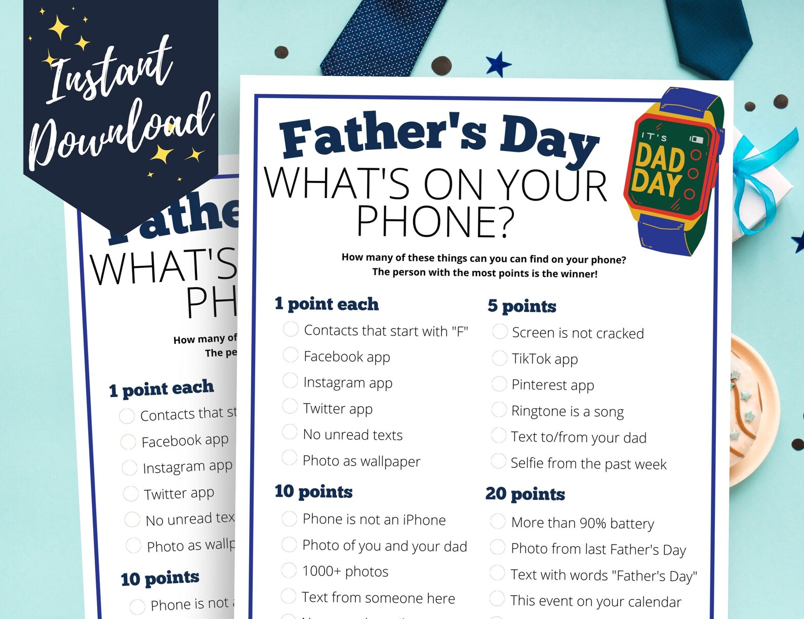 Fathers Day What's on Your Phone Game Fun Phone Etsy