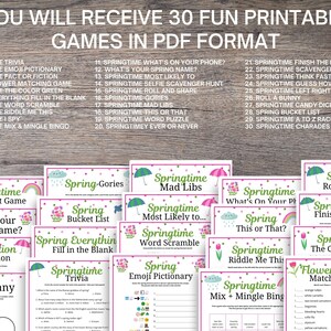 Spring Games 30-game MEGA BUNDLE, Fun Spring Party Games for Adults ...