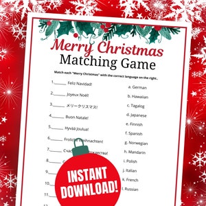 クリスマスの世界一周マッチゲーム：言語クイズ（PDF）