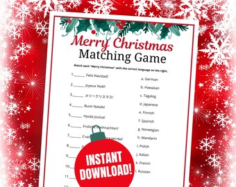 Gioco di abbinamento "Natale in giro per il mondo": quiz linguistico (PDF)