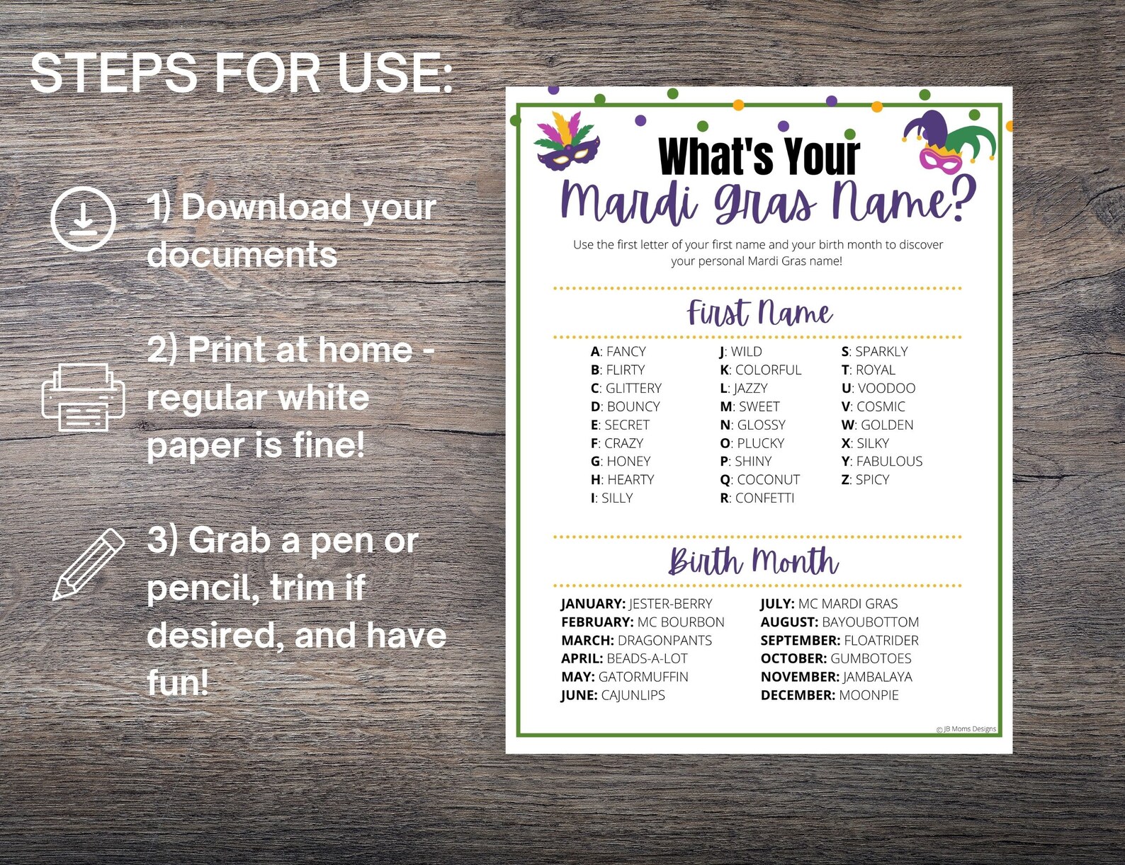 mardi gras name game