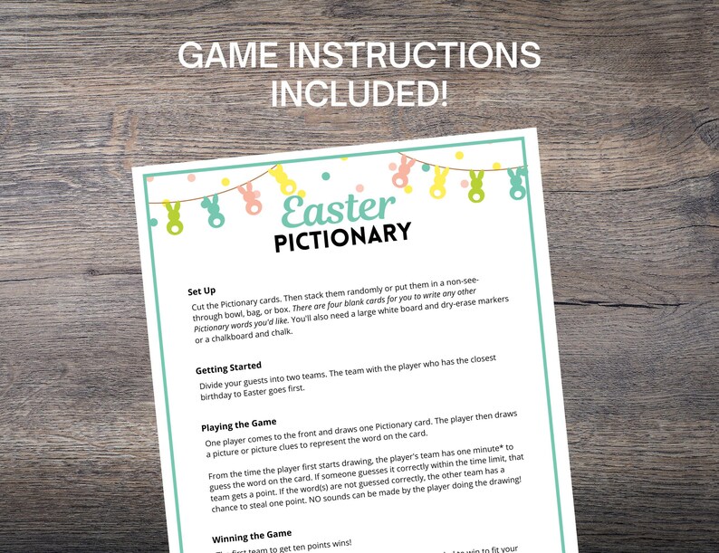 Easter Pictionary Cards: Fun Easter Sunday Family Activity (PDF ...
