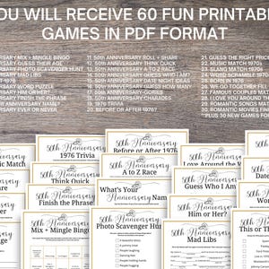 50th Anniversary Party Games MEGA Bundle: 60 Printable Games (Digital Download) image 2