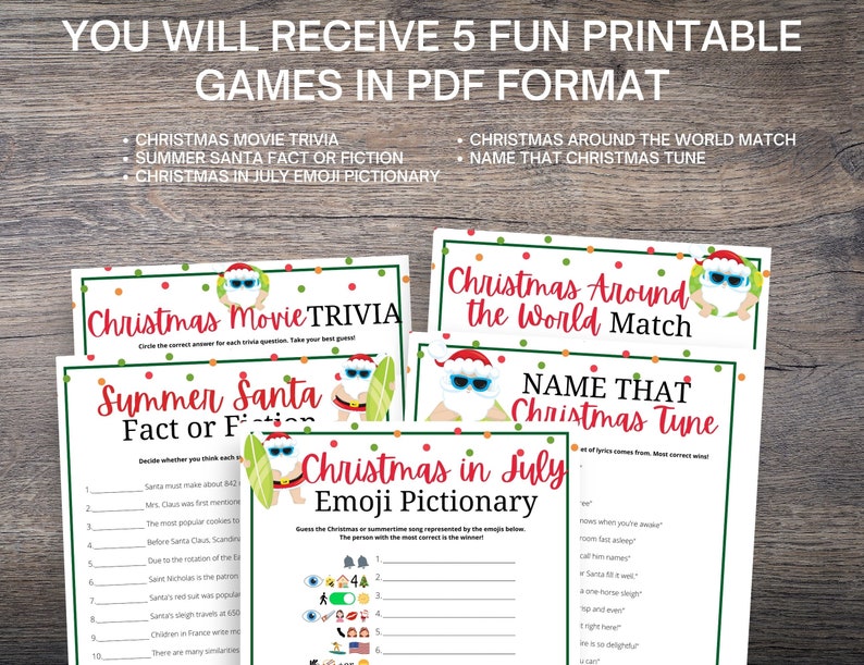 Christmas in July TRIVIA BUNDLE Christmas in July Party Etsy