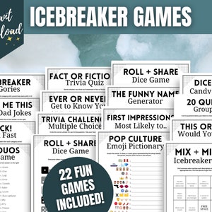 Icebreakers MEGA BUNDEL, leuke ijsbrekerspellen voor werkfeest, etentje, kerk, kantoor, happy hour, vergaderingen, eenvoudige ijsbrekeractiviteiten