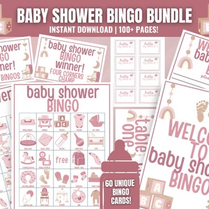 Girl Baby Shower Bingo MEGA Bundle: Pink Boho Theme (printable) - Etsy