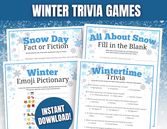 Winter Trivia Game Bundle: Fun Holiday Party Games (Printable Bundle)