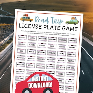 License Plate Game, License Plate Scavenger Hunt for Road Trips, Printable License Plate Seek & Find Game, What to Do in the Car with Kids