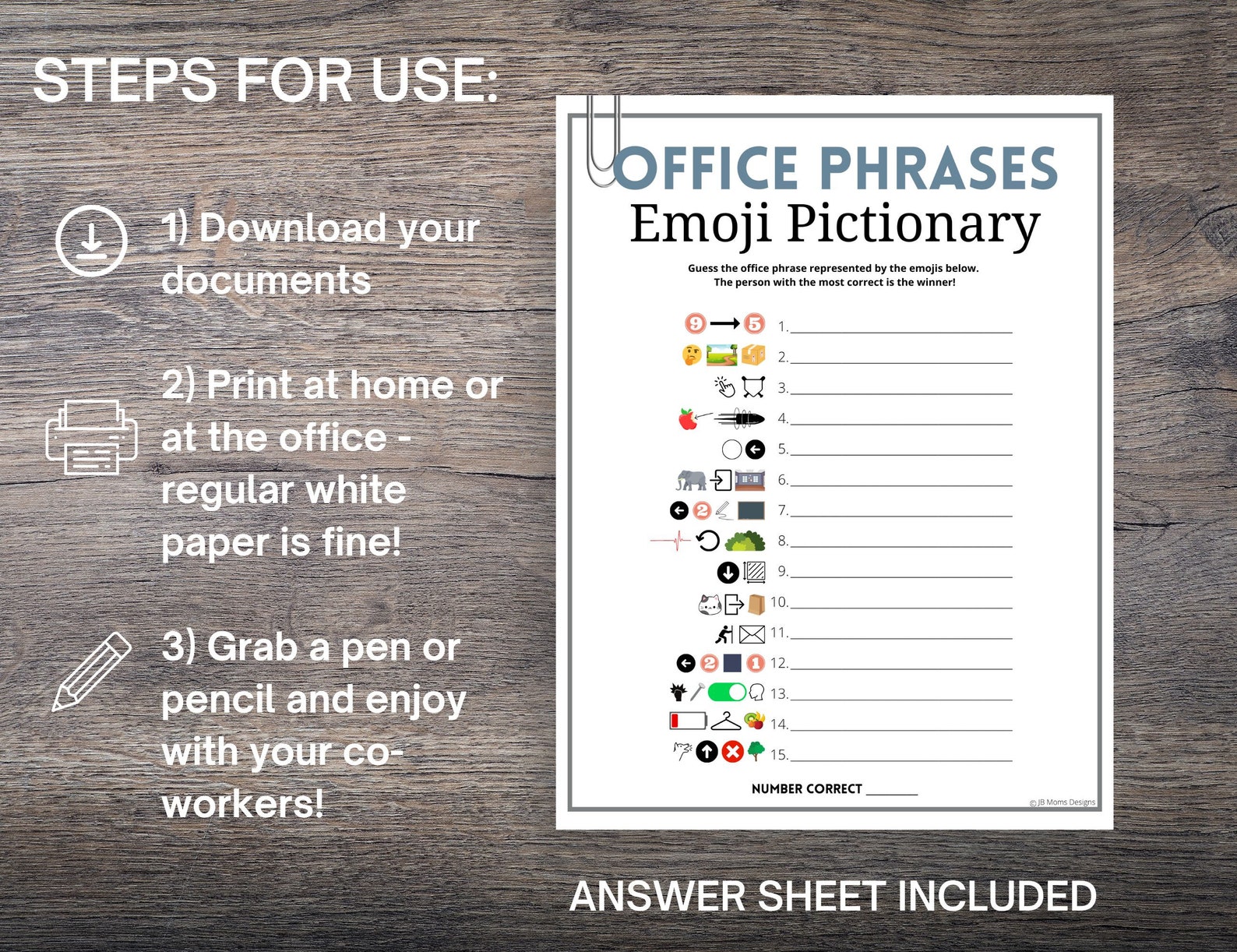 Office Emoji Pictionary Game Fun Emoji Game for Work Party Etsy