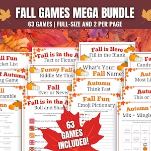 Fall Games MEGA Bundle: 63 Printable Autumn Activities and Icebreakers (PDF)