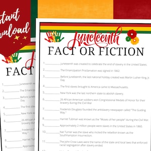 Juneteenth Feit of Fictie Trivia Game, Leuk Juneteenth-spel om Juneteenth te vieren, Leer over Juneteenth, Freedom Day-activiteit