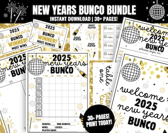 New Years Bunco MEGA Bundle: 2025 Printable Scoresheets, Tally Sheets, and more (Digital Download)
