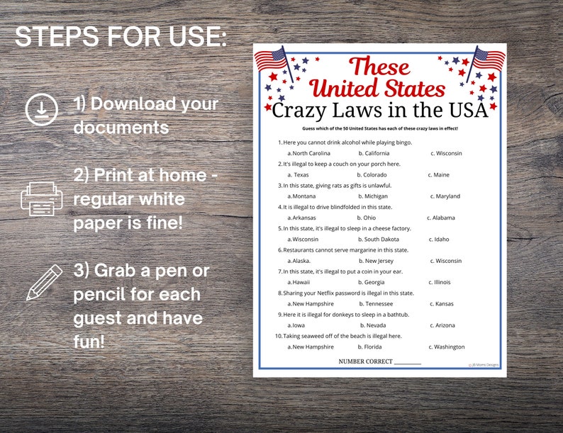 American States Trivia Game: Patriotic 4th of July Quiz (digital ...