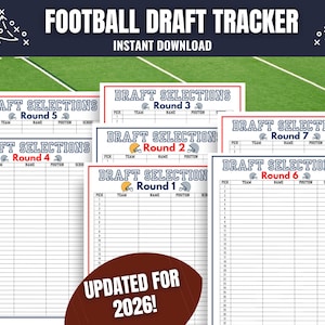 Planificador imprimible del Draft de Fútbol Americano 2026: Fiesta del Draft (PDF)