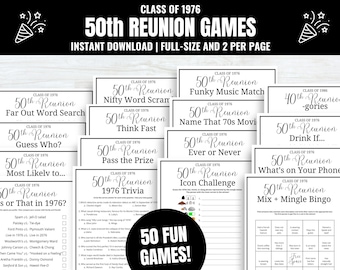 50th Class Reunion Party Games MEGA Bundle: 50 Printable Icebreaker Activities (Instant Download)