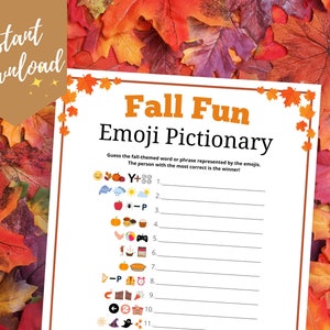 Fall Emoji Pictionary Game, Fun Fall Printable Game for Kids, Teens, Adults, Seniors, Autumn Emoji Game, Church, Youth Group, Office Party