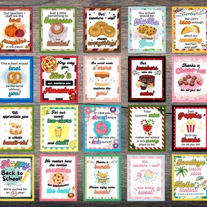 Teacher Appreciation Food Tags Bundle: Printable Gift Signs (digital ...