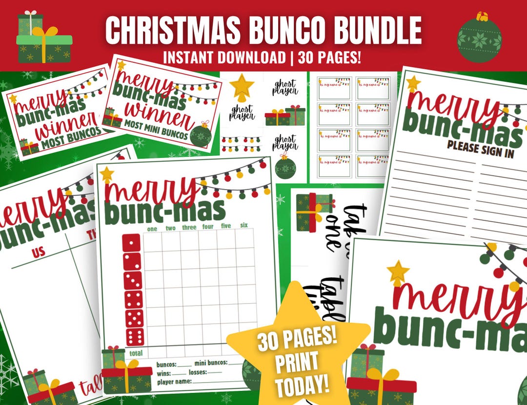 Christmas Bunco MEGA Bundle, Printable Christmas Bunco, Christmas Bunco ...