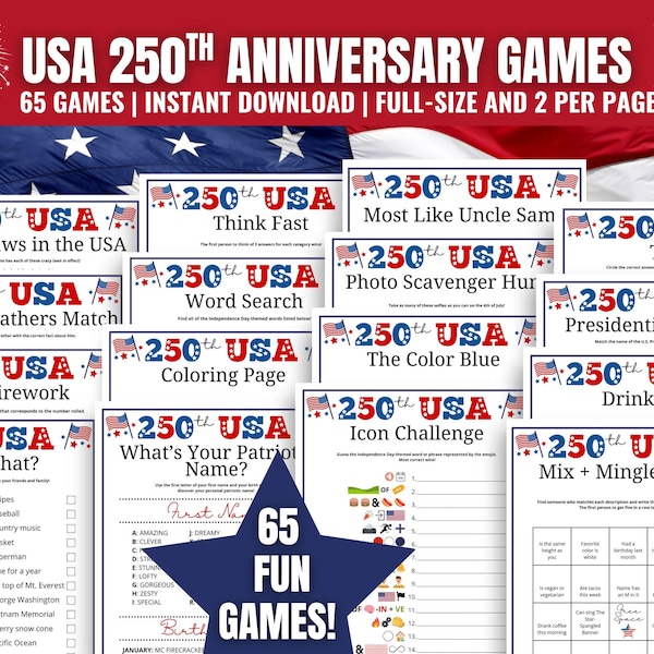 250th Usa Anniversary Games - Etsy
