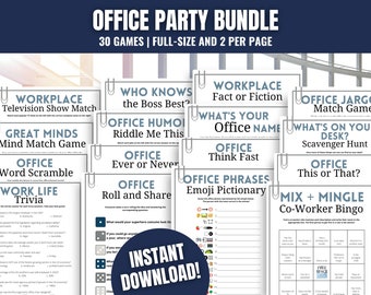 Office Party 30-Game MEGA BUNDLE, Work Party Games for Team Building, Staff Appreciation, Happy Hour Ideas, Co-Workers Get to Know You Games