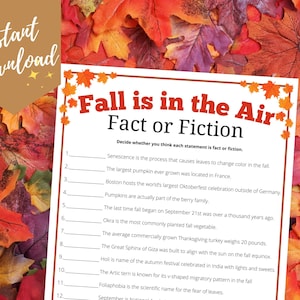 Fall Fact or Fiction Trivia Game: Printable Autumn Activity (PDF)