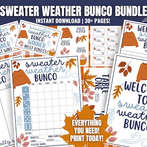 Sweater Weather Bunco MEGA Bundle: Printable Fall Party (PDF)