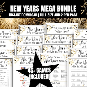 New Years Games MEGA BUNDLE, New Year Party Games for New Year&#39;s Party, Printable 2025 New Year Games, New Year&#39;s Eve Games, New Year&#39;s Day