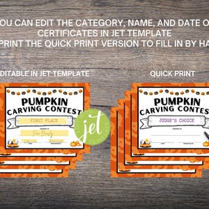Pumpkin Carving Contest Bundle, Editable Pumpkin Carving Contest Awards ...