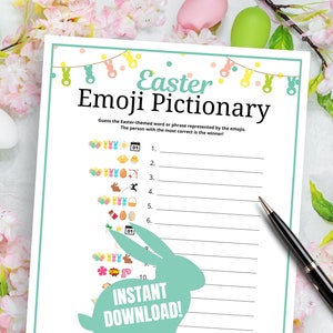 Easter Emoji Pictionary Game, Fun Easter Emoji Game for Kids, Teens, Adults & Seniors, Easter Egg Hunt Activity, Easter Party Game